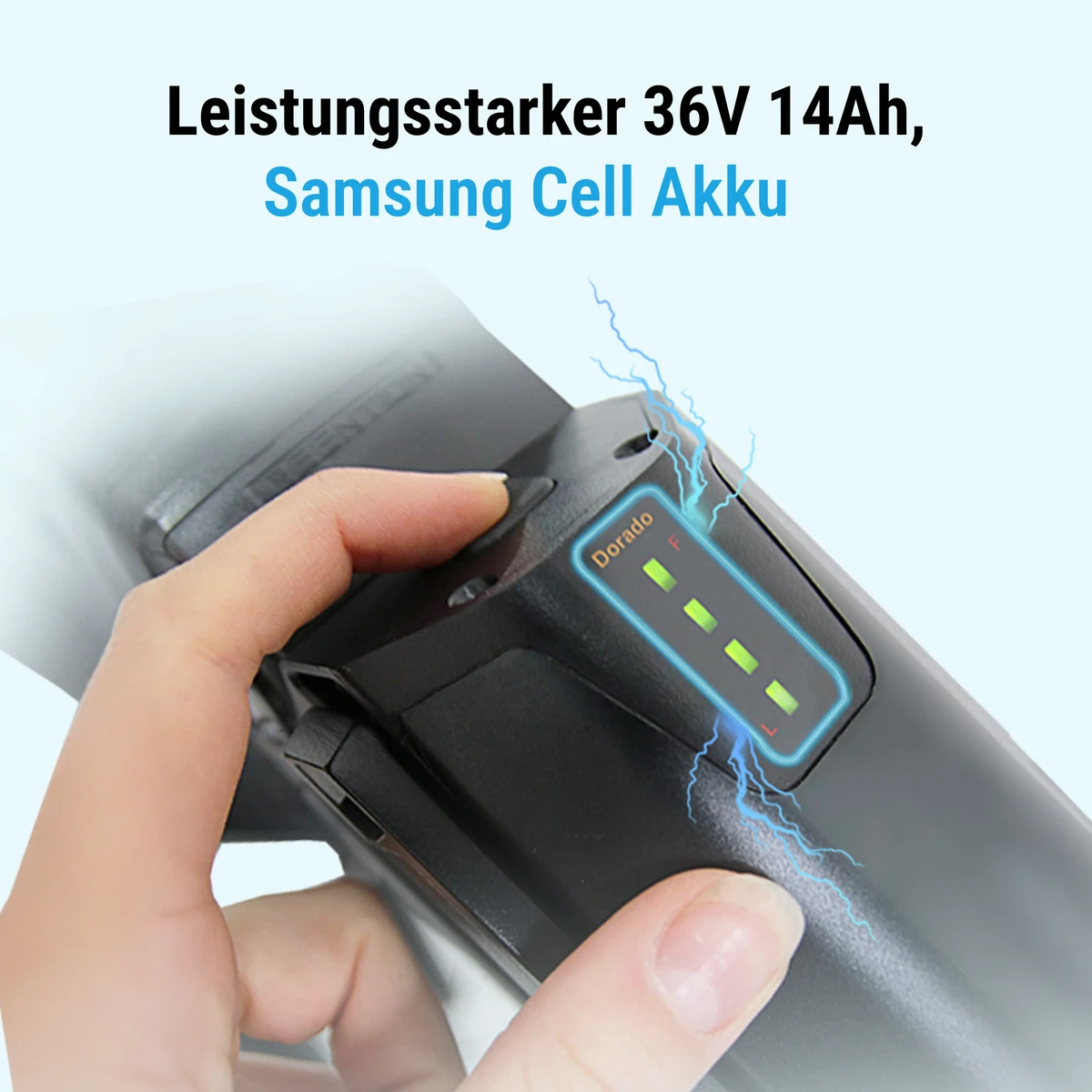 504 Wh Samsung Cell Akku – bis zu 100 km