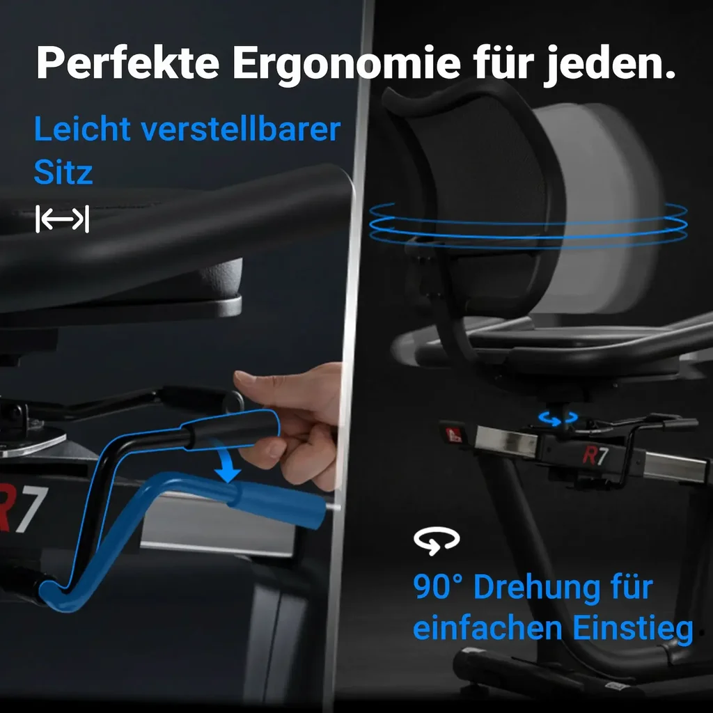 Leichter Einstieg dank um 90° drehbarem Sitz