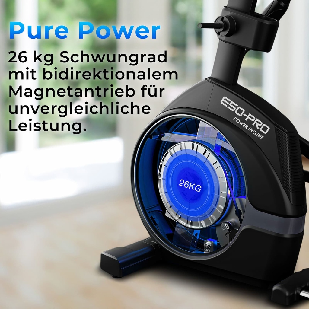 26 kg Schwungmasse & bidirektionaler Magnetantrieb
